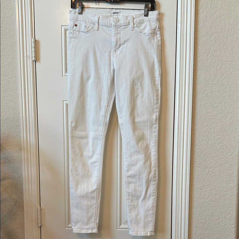 Hudson Nico Mid Rise Super Skinny Jeans White Size 29